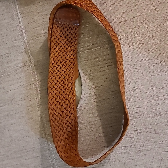 Braided GENUINE Leather Belt with STERLING Silver Clip-On Buckle Sz Large - Picture 4 of 7